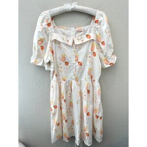 IVY CITY CO | Fruit Print Puff Sleeve Cotton Dress White Multi NWT | Size 14